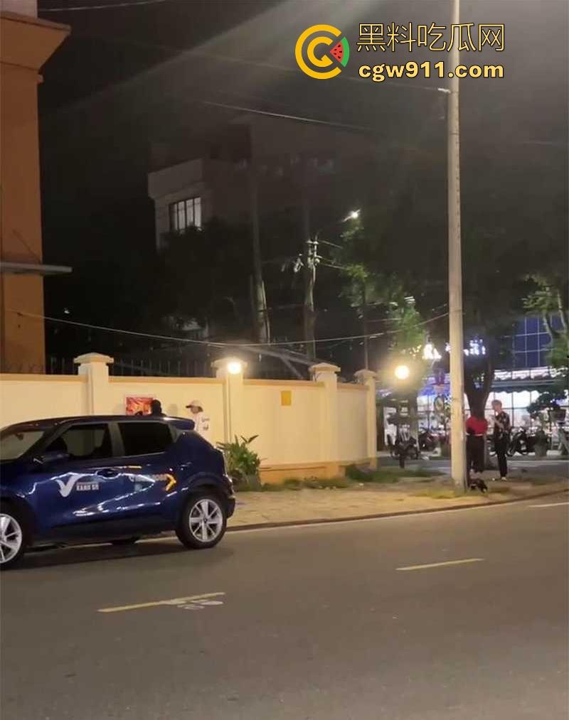 越南岘港街头,深夜惊现野战男女,金发女子大胆尝试当街跪舔黄毛大屌,连撸带吸玩深喉,真会玩 !-4